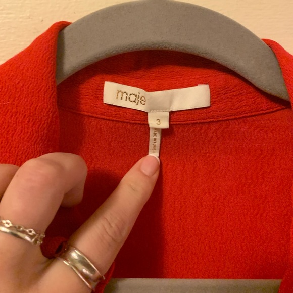 MAJE bright red shirt size 3 - Picture 2 of 4